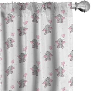 Ambesonne Birds and Nature Curtains, Delicate Spring Chill with Leafy Flowers with Wingy Animals, Window Treatments 2 Panel Set for Living Room Bedroom, Pair of – 28″ x 84″, Blush Laurel Green White(White Pink)