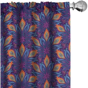 Ambesonne Birds and Nature Curtains, Delicate Spring Chill with Leafy Flowers with Wingy Animals, Window Treatments 2 Panel Set for Living Room Bedroom, Pair of – 28″ x 84″, Blush Laurel Green White(Orange Blue)