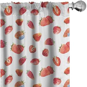 Ambesonne Birds and Nature Curtains, Delicate Spring Chill with Leafy Flowers with Wingy Animals, Window Treatments 2 Panel Set for Living Room Bedroom, Pair of – 28″ x 84″, Blush Laurel Green White(Blue Vermilion)