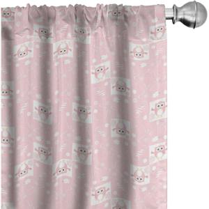 Ambesonne Birds and Nature Curtains, Delicate Spring Chill with Leafy Flowers with Wingy Animals, Window Treatments 2 Panel Set for Living Room Bedroom, Pair of – 28″ x 84″, Blush Laurel Green White(White and Pink)