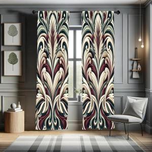 Ambesonne Birds and Nature Curtains, Delicate Spring Chill with Leafy Flowers with Wingy Animals, Window Treatments 2 Panel Set for Living Room Bedroom, Pair of – 28″ x 84″, Blush Laurel Green White(Green Maroon Eggshell)
