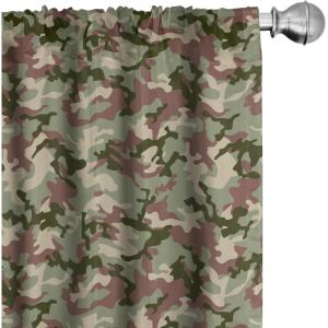 Ambesonne Birds and Nature Curtains, Delicate Spring Chill with Leafy Flowers with Wingy Animals, Window Treatments 2 Panel Set for Living Room Bedroom, Pair of – 28″ x 84″, Blush Laurel Green White(Dark Green)
