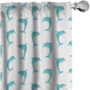 Ambesonne Birds and Nature Curtains, Delicate Spring Chill with Leafy Flowers with Wingy Animals, Window Treatments 2 Panel Set for Living Room Bedroom, Pair of – 28″ x 84″, Blush Laurel Green White(Aqua White)