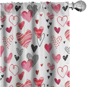 Ambesonne Birds and Nature Curtains, Delicate Spring Chill with Leafy Flowers with Wingy Animals, Window Treatments 2 Panel Set for Living Room Bedroom, Pair of – 28″ x 84″, Blush Laurel Green White(Black Pink)