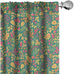 Ambesonne Birds and Nature Curtains, Delicate Spring Chill with Leafy Flowers with Wingy Animals, Window Treatments 2 Panel Set for Living Room Bedroom, Pair of – 28″ x 84″, Blush Laurel Green White(Multicolor Brown)