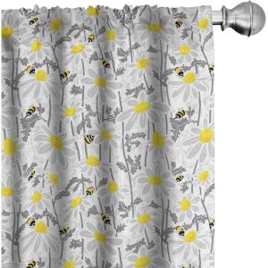 Ambesonne Birds and Nature Curtains, Delicate Spring Chill with Leafy Flowers with Wingy Animals, Window Treatments 2 Panel Set for Living Room Bedroom, Pair of – 28″ x 84″, Blush Laurel Green White(Yellow Cream)
