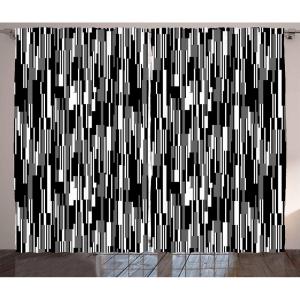 Ambesonne Black and White Curtains, Barcode Pattern Abstraction Vertical Stripes in Grayscale Colors, Living Room Bedroom Window Drapes 2 Panel Set, 108″ X 84″, Black Grey