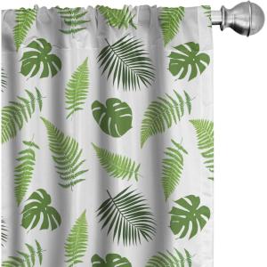 Ambesonne Bohemian Curtains, Bold and Big Feather Motif on Southwestern Inspired Striped Print, Window Treatments 2 Panel Set for Living Room Bedroom, Pair of – 28″ x 63″, Cadet Blue Beige and Brown(Olive Green and Lime Green)