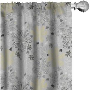 Ambesonne Bohemian Curtains, Bold and Big Feather Motif on Southwestern Inspired Striped Print, Window Treatments 2 Panel Set for Living Room Bedroom, Pair of – 28″ x 63″, Cadet Blue Beige and Brown(Grey White)