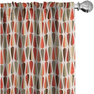 Ambesonne Bohemian Curtains, Bold and Big Feather Motif on Southwestern Inspired Striped Print, Window Treatments 2 Panel Set for Living Room Bedroom, Pair of – 28″ x 63″, Cadet Blue Beige and Brown(Orange Cream)