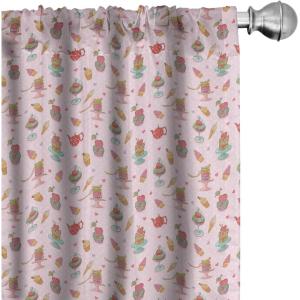 Ambesonne Bohemian Curtains, Bold and Big Feather Motif on Southwestern Inspired Striped Print, Window Treatments 2 Panel Set for Living Room Bedroom, Pair of – 28″ x 63″, Cadet Blue Beige and Brown(Pink Multicolor)