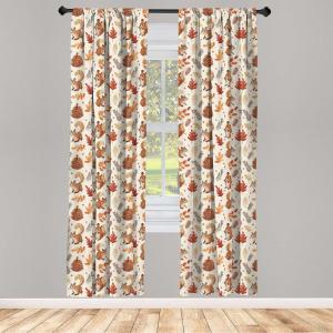 Ambesonne Bohemian Curtains, Bold and Big Feather Motif on Southwestern Inspired Striped Print, Window Treatments 2 Panel Set for Living Room Bedroom, Pair of – 28″ x 63″, Cadet Blue Beige and Brown(Beige Brown and Cocoa)