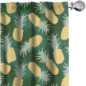 Ambesonne Bohemian Curtains, Bold and Big Feather Motif on Southwestern Inspired Striped Print, Window Treatments 2 Panel Set for Living Room Bedroom, Pair of – 28″ x 63″, Cadet Blue Beige and Brown(Green Fern)