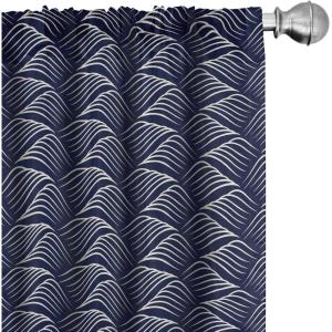 Ambesonne Bohemian Curtains, Bold and Big Feather Motif on Southwestern Inspired Striped Print, Window Treatments 2 Panel Set for Living Room Bedroom, Pair of – 28″ x 63″, Cadet Blue Beige and Brown(Blue Cream)