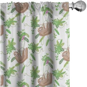 Ambesonne Bohemian Curtains, Bold and Big Feather Motif on Southwestern Inspired Striped Print, Window Treatments 2 Panel Set for Living Room Bedroom, Pair of – 28″ x 63″, Cadet Blue Beige and Brown(Lime Green)