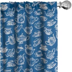Ambesonne Bohemian Curtains, Hexagons Floral Botany Art in Cold Colors Ocean and Nature Tones, Window Treatments 2 Panel Set for Living Room Bedroom, Pair of – 28″ x 95″, Teal Green and Sea Blue(Cobalt Blue and White)