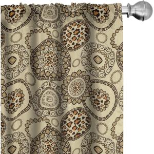 Ambesonne Bohemian Curtains, Hexagons Floral Botany Art in Cold Colors Ocean and Nature Tones, Window Treatments 2 Panel Set for Living Room Bedroom, Pair of – 28″ x 95″, Teal Green and Sea Blue(Beige Brown)