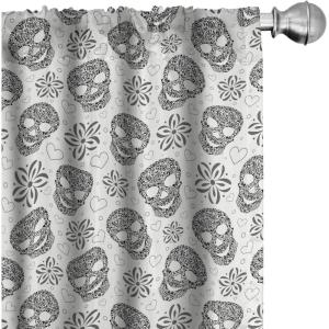 Ambesonne Bohemian Curtains, Hexagons Floral Botany Art in Cold Colors Ocean and Nature Tones, Window Treatments 2 Panel Set for Living Room Bedroom, Pair of – 28″ x 95″, Teal Green and Sea Blue(Black and White)