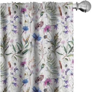 Ambesonne Bohemian Curtains, Hexagons Floral Botany Art in Cold Colors Ocean and Nature Tones, Window Treatments 2 Panel Set for Living Room Bedroom, Pair of – 28″ x 95″, Teal Green and Sea Blue(Green Blue)