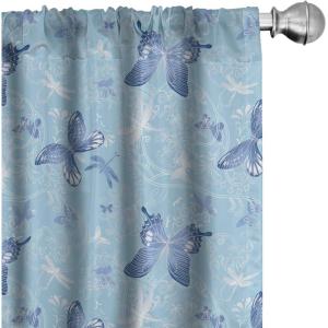 Ambesonne Bohemian Curtains, Hexagons Floral Botany Art in Cold Colors Ocean and Nature Tones, Window Treatments 2 Panel Set for Living Room Bedroom, Pair of – 28″ x 95″, Teal Green and Sea Blue(White Blue)