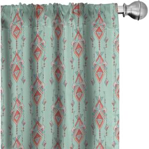 Ambesonne Bohemian Curtains, Hexagons Floral Botany Art in Cold Colors Ocean and Nature Tones, Window Treatments 2 Panel Set for Living Room Bedroom, Pair of – 28″ x 95″, Teal Green and Sea Blue(Teal Red)