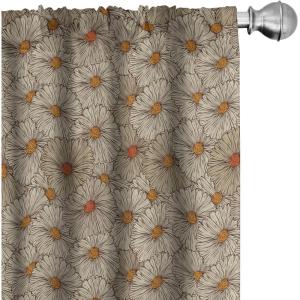 Ambesonne Bohemian Curtains, Hexagons Floral Botany Art in Cold Colors Ocean and Nature Tones, Window Treatments 2 Panel Set for Living Room Bedroom, Pair of – 28″ x 95″, Teal Green and Sea Blue(Marigold Orange)