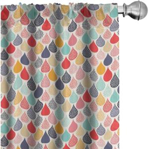 Ambesonne Bohemian Curtains, Hexagons Floral Botany Art in Cold Colors Ocean and Nature Tones, Window Treatments 2 Panel Set for Living Room Bedroom, Pair of – 28″ x 95″, Teal Green and Sea Blue(Teal Coral)
