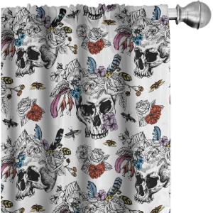 Ambesonne Bohemian Curtains, Hexagons Floral Botany Art in Cold Colors Ocean and Nature Tones, Window Treatments 2 Panel Set for Living Room Bedroom, Pair of – 28″ x 95″, Teal Green and Sea Blue(Black Red)