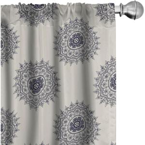 Ambesonne Bohemian Curtains, Modern Ethnic Themed Ornaments with Southwestern Inspirations, Window Treatments 2 Panel Set for Living Room Bedroom, Pair of – 28″ x 84″, Petrol Blue Paprika and Ivory(Grey Yellow)