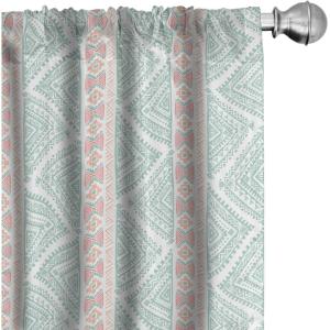 Ambesonne Bohemian Curtains, Modern Ethnic Themed Ornaments with Southwestern Inspirations, Window Treatments 2 Panel Set for Living Room Bedroom, Pair of – 28″ x 84″, Petrol Blue Paprika and Ivory(Seafoam Peach)