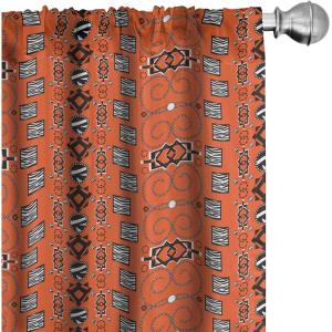 Ambesonne Bohemian Curtains, Modern Ethnic Themed Ornaments with Southwestern Inspirations, Window Treatments 2 Panel Set for Living Room Bedroom, Pair of – 28″ x 84″, Petrol Blue Paprika and Ivory(White Orange)
