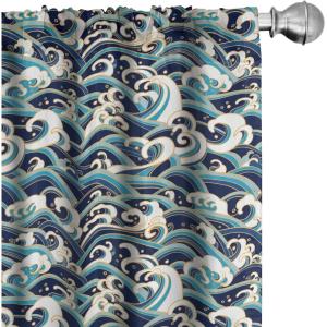Ambesonne Bohemian Curtains, Modern Ethnic Themed Ornaments with Southwestern Inspirations, Window Treatments 2 Panel Set for Living Room Bedroom, Pair of – 28″ x 84″, Petrol Blue Paprika and Ivory(Blue Gold)