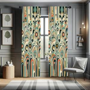 Ambesonne Bohemian Curtains, Modern Ethnic Themed Ornaments with Southwestern Inspirations, Window Treatments 2 Panel Set for Living Room Bedroom, Pair of – 28″ x 84″, Petrol Blue Paprika and Ivory(Cadet Blue Cinnamon Beige)