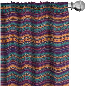 Ambesonne Bohemian Curtains, Retro Mid Century Inspired Abstract Patterns on Ivory Background, Window Treatments 2 Panel Set for Living Room Bedroom, Pair of – 28″ x 63″, Dark Orange and Reseda Green(Teal Plum)