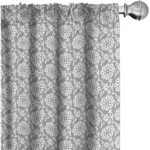 Ambesonne Bohemian Curtains, Retro Mid Century Inspired Abstract Patterns on Ivory Background, Window Treatments 2 Panel Set for Living Room Bedroom, Pair of – 28″ x 63″, Dark Orange and Reseda Green(White Grey)