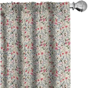Ambesonne Bohemian Curtains, Retro Mid Century Inspired Abstract Patterns on Ivory Background, Window Treatments 2 Panel Set for Living Room Bedroom, Pair of – 28″ x 63″, Dark Orange and Reseda Green(Pink Ivory Sage)