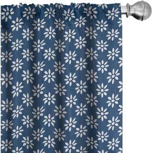 Ambesonne Bohemian Curtains, Retro Mid Century Inspired Abstract Patterns on Ivory Background, Window Treatments 2 Panel Set for Living Room Bedroom, Pair of – 28″ x 63″, Dark Orange and Reseda Green(Slate Blue)