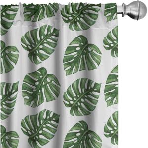 Ambesonne Bohemian Curtains, Retro Mid Century Inspired Abstract Patterns on Ivory Background, Window Treatments 2 Panel Set for Living Room Bedroom, Pair of – 28″ x 63″, Dark Orange and Reseda Green(White Green)