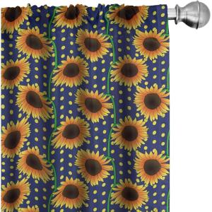 Ambesonne Bohemian Curtains, Retro Mid Century Inspired Abstract Patterns on Ivory Background, Window Treatments 2 Panel Set for Living Room Bedroom, Pair of – 28″ x 63″, Dark Orange and Reseda Green(Yellow Blue)