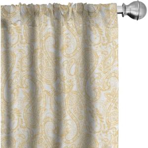 Ambesonne Bohemian Curtains, Retro Mid Century Inspired Abstract Patterns on Ivory Background, Window Treatments 2 Panel Set for Living Room Bedroom, Pair of – 28″ x 63″, Dark Orange and Reseda Green(White Brown)
