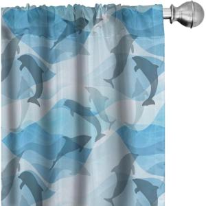 Ambesonne Bohemian Curtains, Retro Mid Century Inspired Abstract Patterns on Ivory Background, Window Treatments 2 Panel Set for Living Room Bedroom, Pair of – 28″ x 63″, Dark Orange and Reseda Green(Soft Blue Grey)