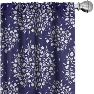 Ambesonne Bohemian Curtains, Retro Mid Century Inspired Abstract Patterns on Ivory Background, Window Treatments 2 Panel Set for Living Room Bedroom, Pair of – 28″ x 63″, Dark Orange and Reseda Green(Indigo White)
