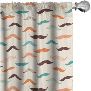 Ambesonne Botanical Curtains, Minimal Watercolor Leaves on Minimal Geometric Shapes in Cold Colors, Window Treatments 2 Panel Set for Living Room Bedroom, Pair of – 28″ x 63″, Grey Teal Slate Blue(Brown Orange)