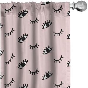 Ambesonne Botanical Curtains, Minimal Watercolor Leaves on Minimal Geometric Shapes in Cold Colors, Window Treatments 2 Panel Set for Living Room Bedroom, Pair of – 28″ x 63″, Grey Teal Slate Blue(Pink Charcoal)