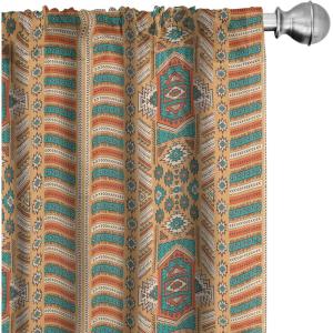 Ambesonne Botanical Curtains, Minimal Watercolor Leaves on Minimal Geometric Shapes in Cold Colors, Window Treatments 2 Panel Set for Living Room Bedroom, Pair of – 28″ x 63″, Grey Teal Slate Blue(Apricot Orange)