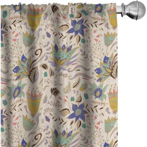 Ambesonne Botanical Curtains, Minimal Watercolor Leaves on Minimal Geometric Shapes in Cold Colors, Window Treatments 2 Panel Set for Living Room Bedroom, Pair of – 28″ x 63″, Grey Teal Slate Blue(Beige Green)