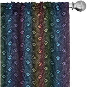 Ambesonne Botanical Curtains, Minimal Watercolor Leaves on Minimal Geometric Shapes in Cold Colors, Window Treatments 2 Panel Set for Living Room Bedroom, Pair of – 28″ x 63″, Grey Teal Slate Blue(Blue Orange)