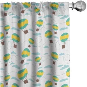 Ambesonne Botanical Curtains, Minimal Watercolor Leaves on Minimal Geometric Shapes in Cold Colors, Window Treatments 2 Panel Set for Living Room Bedroom, Pair of – 28″ x 63″, Grey Teal Slate Blue(Teal Yellow)