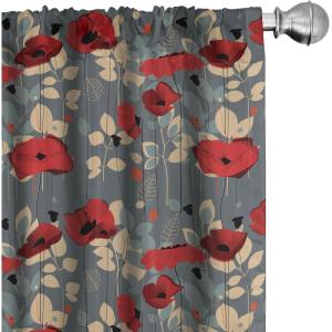Ambesonne Botanical Curtains, Minimal Watercolor Leaves on Minimal Geometric Shapes in Cold Colors, Window Treatments 2 Panel Set for Living Room Bedroom, Pair of – 28″ x 63″, Grey Teal Slate Blue(Beige Grey)
