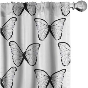 Ambesonne Botanical Curtains, Minimal Watercolor Leaves on Minimal Geometric Shapes in Cold Colors, Window Treatments 2 Panel Set for Living Room Bedroom, Pair of – 28″ x 63″, Grey Teal Slate Blue(White and Black)